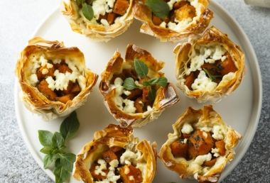 Filo Cups with Tomato Goat Cheese Salad